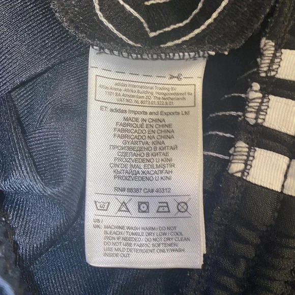 Adidas black white lined  kids joggers Sz 14 - Picture 3 of 10